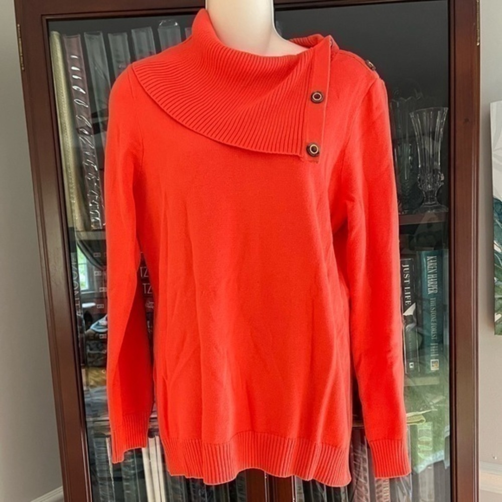 Banana Republic Coral Orange Sweater Medium 100% Cotton Like New
